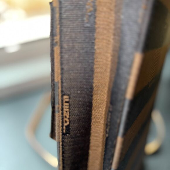 Fendi Pequin Striped Vintage Shoulder Bag Brown & Black | Made in Italy - Picture 13 of 16